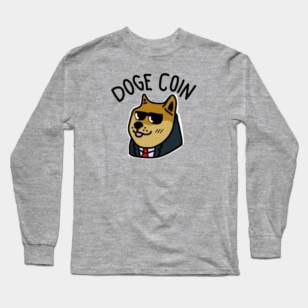 DogeCoin Doge (Dark) Long Sleeve T-Shirt by Graograman